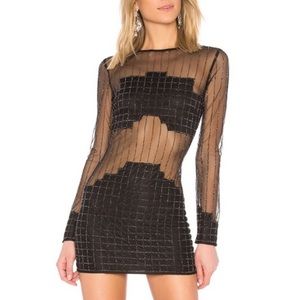 New revolve black embellished sheer dress